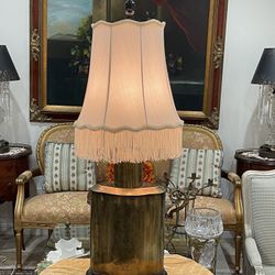 Beautiful Vintage Solid Wescal Brass Table Lamp with Fringed White Shade🌷