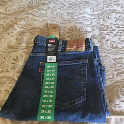 Levi 505 regular fit blue jeans 38 x30. New with tags