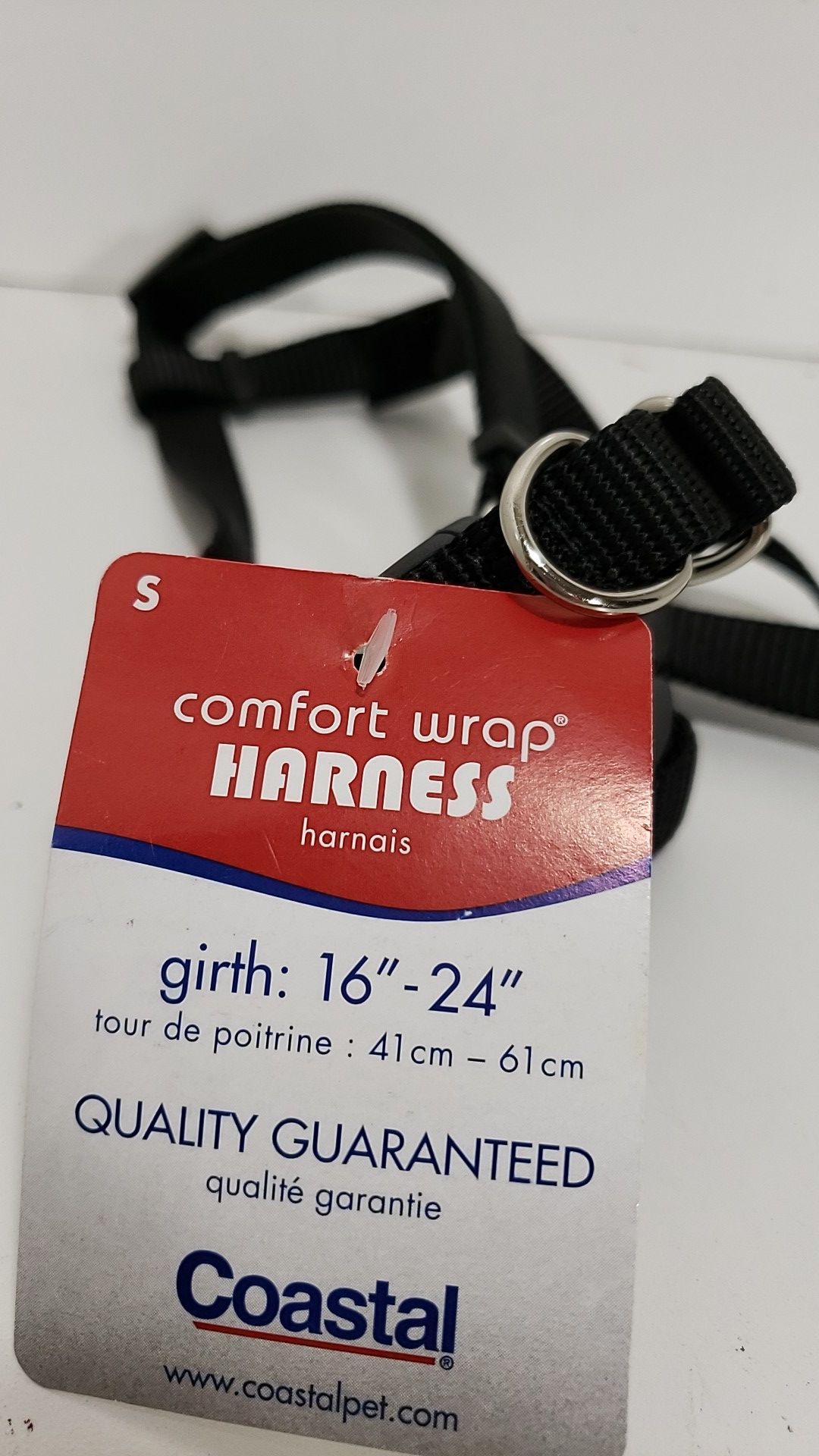 Small dog harness black 16-24" girth