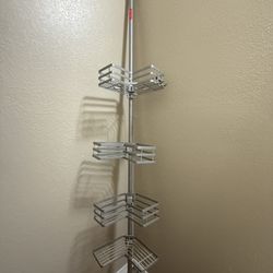 Adjustable Corner Shower Caddy – 4 Tier Tension Pole Organizer