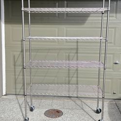 4 shelf industrial unit, with castors, 74 x 42 x 18