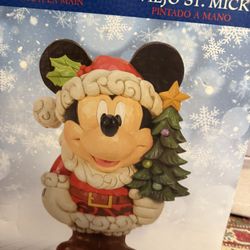 Wood Carved Mickey Mouse Xmas Decoration 