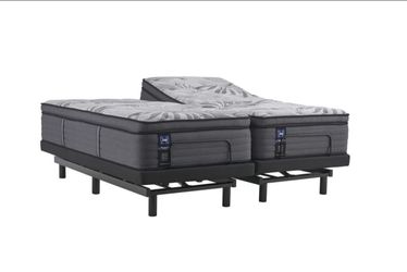 Split king adjustable bed with massage. Sealy Posturepedic.  Free delivery & Setup