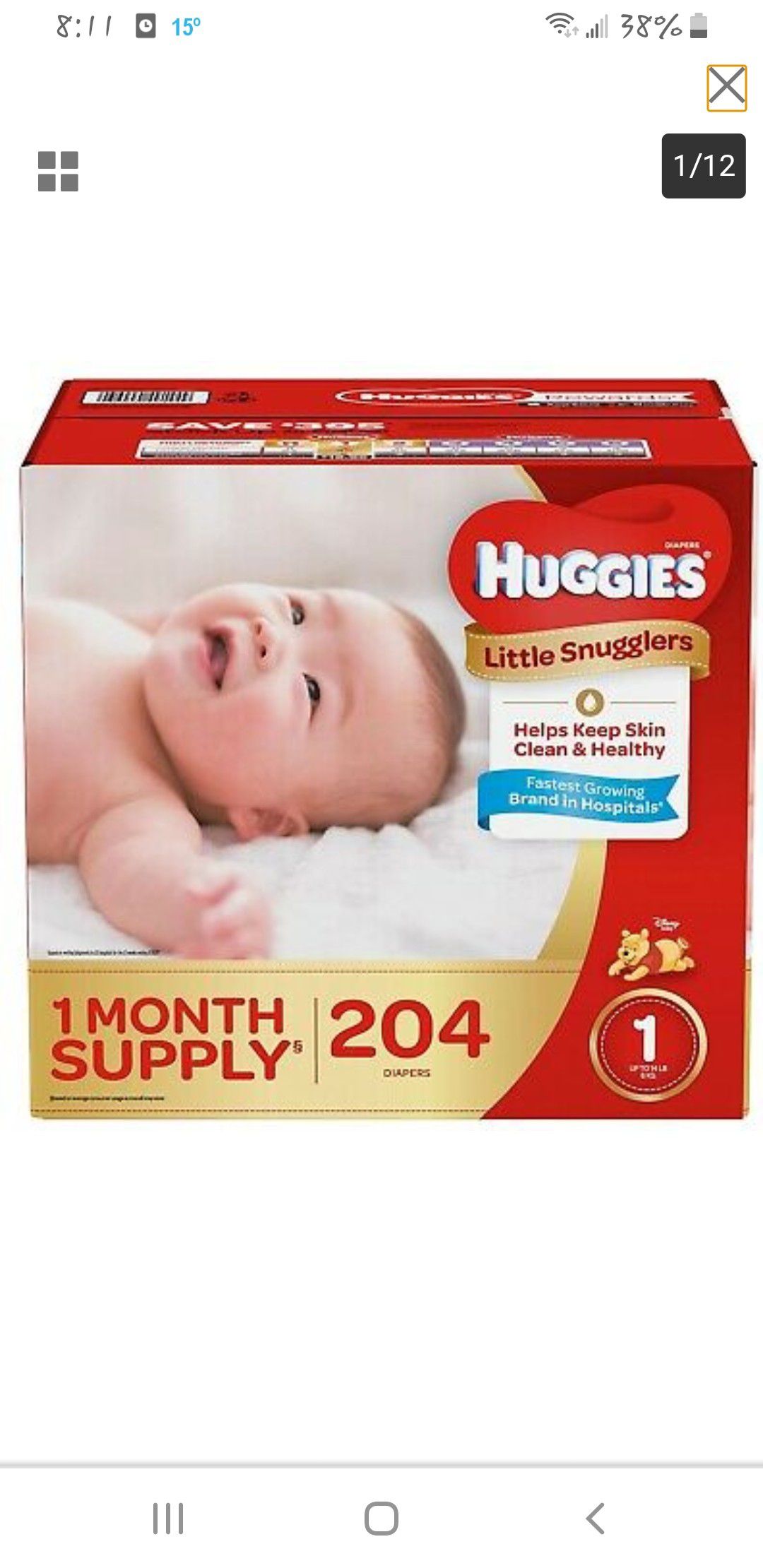 Huggies diapers size 1 (204 count)