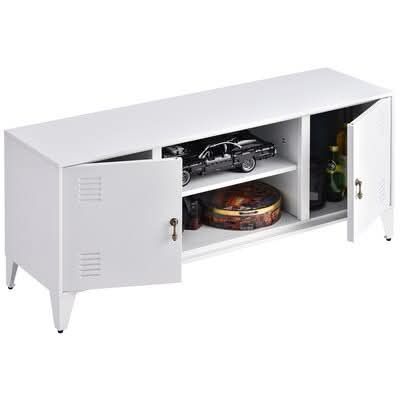NEW-Metal TV cabinet with storage shelf Modern/Contemporary White TV Cabinet