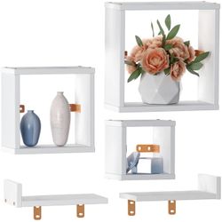 Rolanstar Floating Shelves, Wall Mounted Cube Shelves