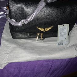 NWT AUTHENTIC Zadig And Voltaire XL Rocky Bag Black And Gold