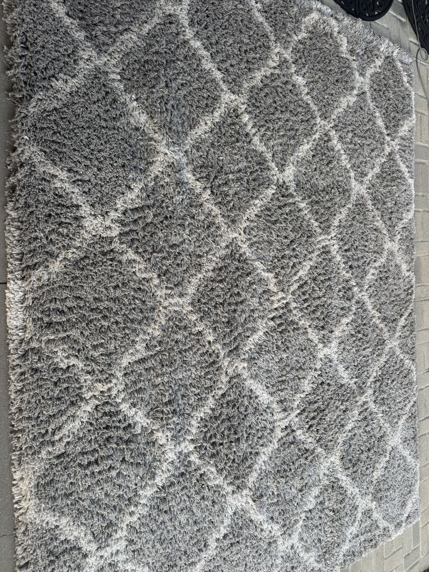 7’ X 10’Drexel Shaggy Area Rug Gray/White OBO