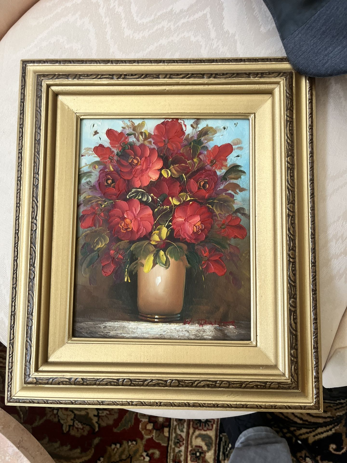 Vintage Floral Vase Painting 