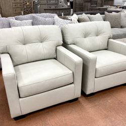 New Set (2) Leather Chairs — CLEARANCE 