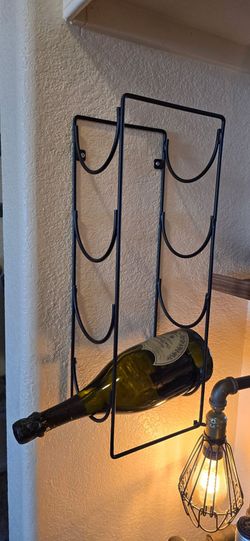 Black Metal Wall-Mount Wine Rack