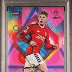 2023 Topps Finest UCC Alejandro Garnacho  Purple/Pink Vaporwave /3 #78 PSA 9  Manchester United 