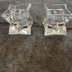 New Pair Glass 2” Candlestick Holders