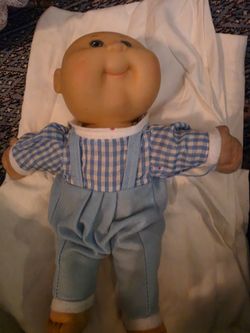 Vintage 1986 Vintage Coleco Cabbage Patch, Premie Boy in Gingham Outfit, Red Signature