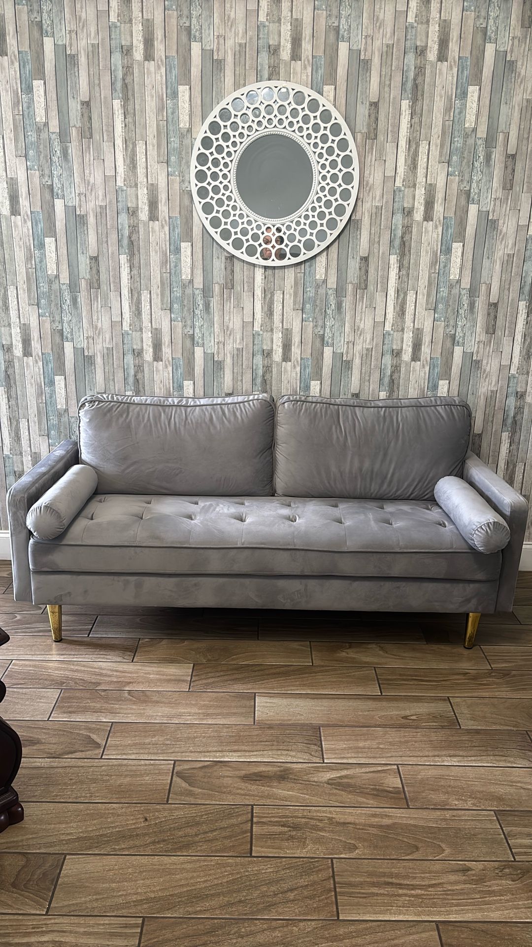 Grey Velvet Small Sofa