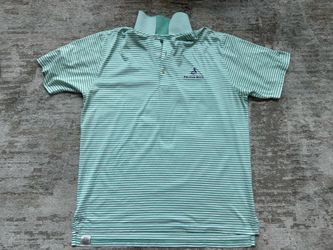Peter Millar Mint and White Striped Polo