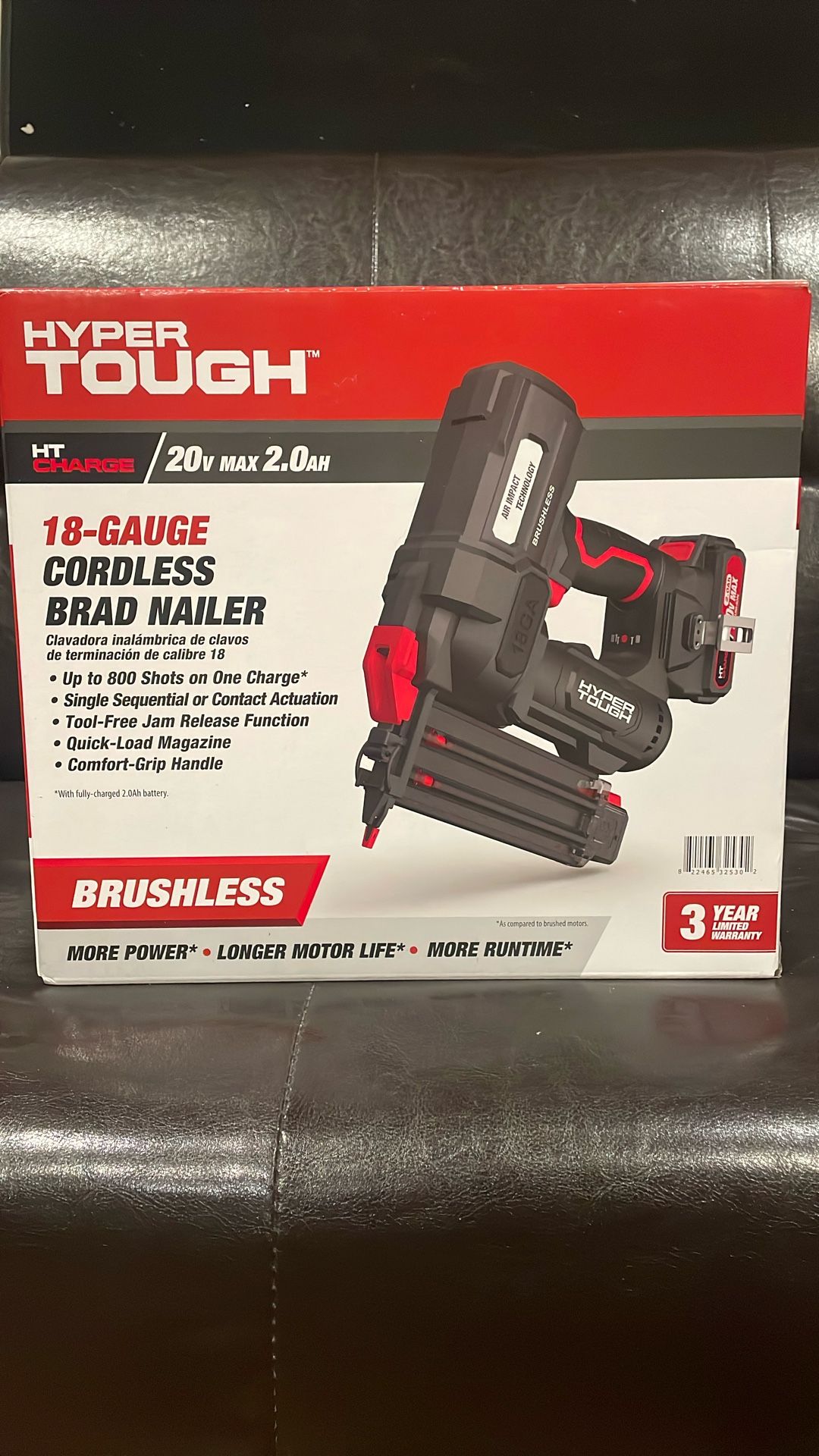 HYPER TOUGH Brushless 18 Gauge Nail Gun 20V Battery