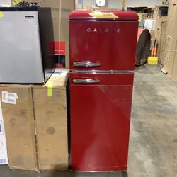 Galanz 7.6 cu. ft. Retro Mini Fridge with Dual Door True Freezer in Red