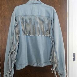 Fringe jean  jacket size XL