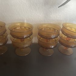 Vintage King Amber, Indiana Glass Set Of Eight