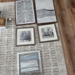 Set of 5 Framed Abstract Wall Art – Neutral Gallery Wall Collection