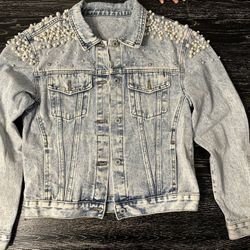 Pearl Embellished Denim Jacket