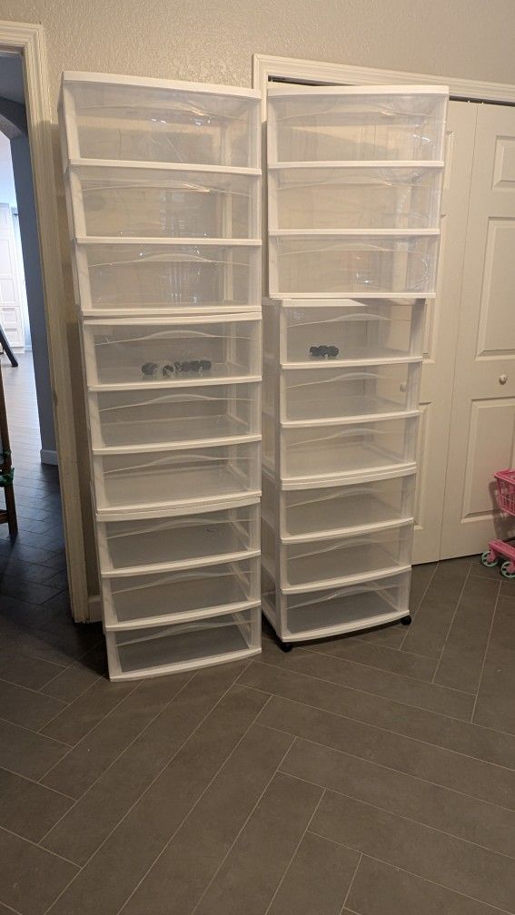 (6) Sets Of 3-Drawer Plastic Bins