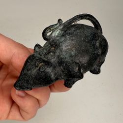Chinese Ming Dynasty Style Bronze Rat Scholars Scroll Weight 20th Century