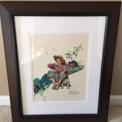Norman Rockwell print 2’ x 20” wood and glass frame.