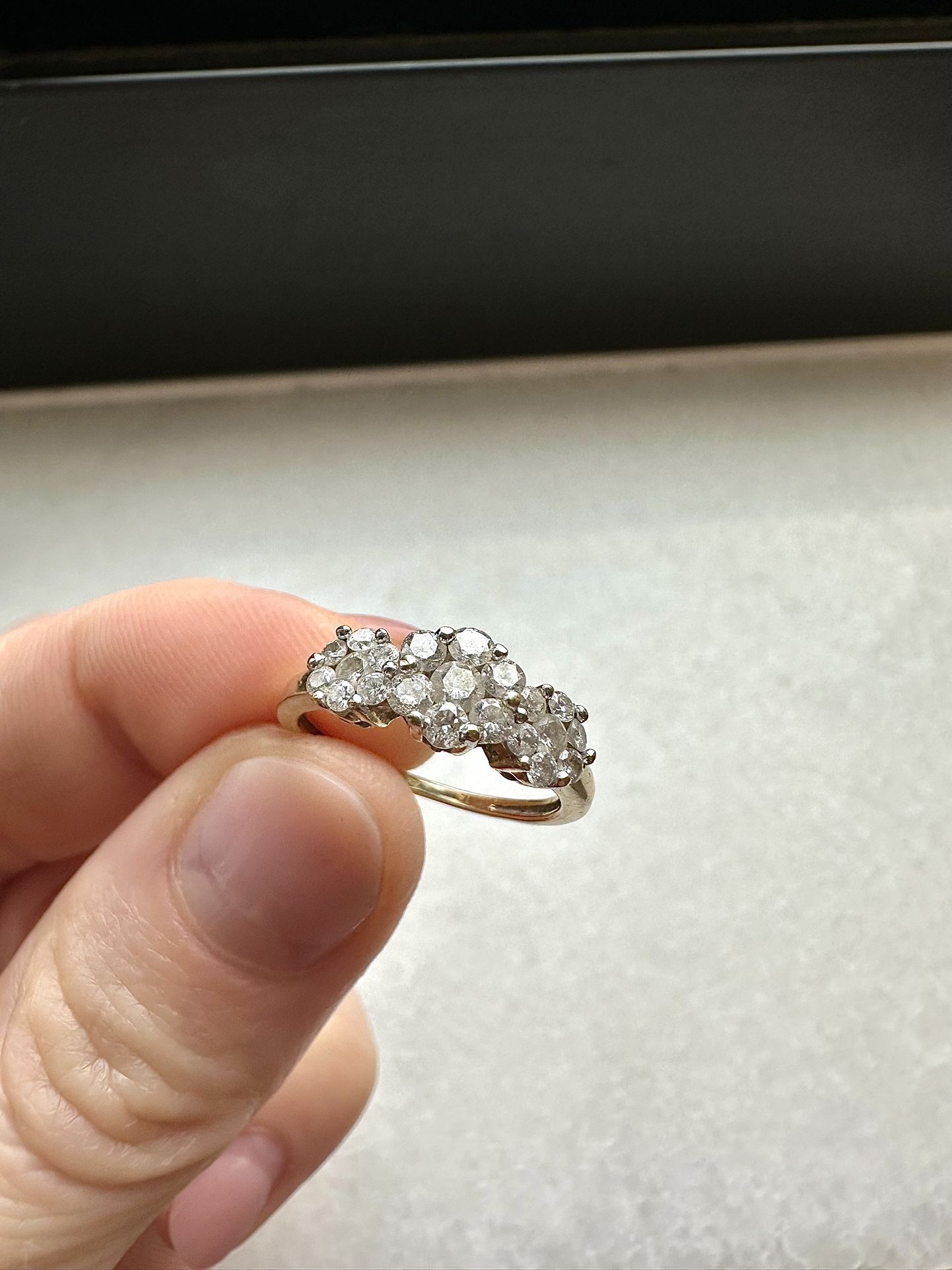 14K Gold Diamond Cluster Engagement Ring (Size 5.25)