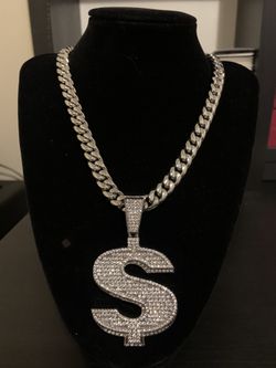 Stainless steel cuban link set with pendant (10mm)