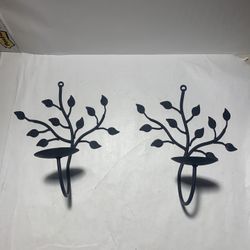 Wrought Iron Wall Candle Holders 2 - 12”x13”