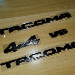 3D Toyota Tacoma Set Of 4 Black Emblems 4x4 V6 3ND GEN