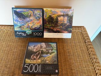 Lot of 3 Jigsaw Puzzles 500 and 1000 Pieces