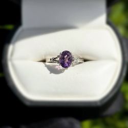 Jewelry 10k solid white gold  purpurite 0.80 CTW ring sz 6.75