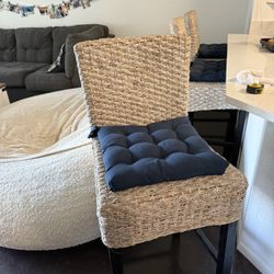 3 Tan Wicker Bar Stools 