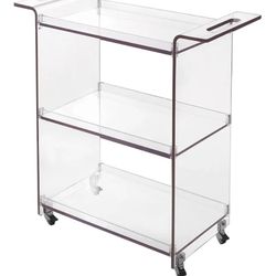 Serving Cart, Clear Bar Cart, Rolling Serving Cart
