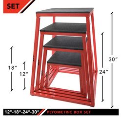4 Piece Set Of Stackable Plyometric Jump Boxes - 12”, 18”, 24” And 30” - Retails For $400