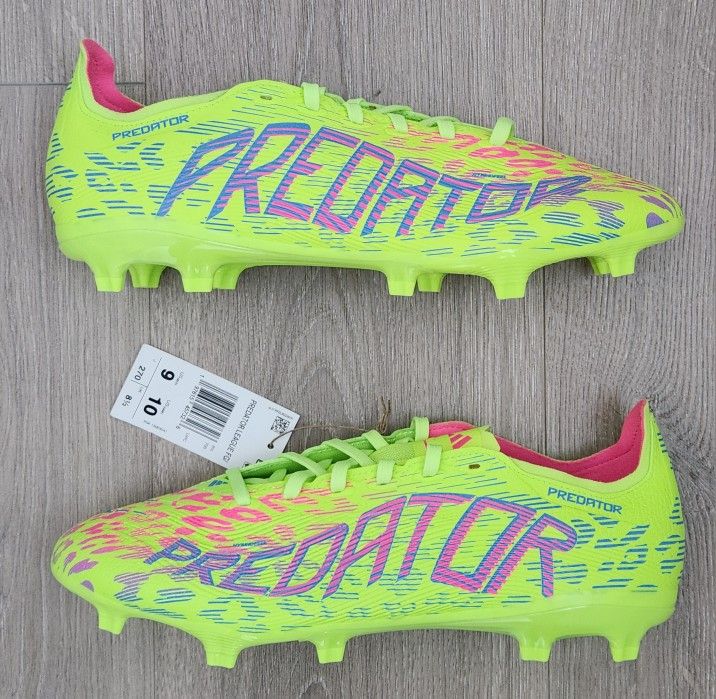 Adidas Predator 24 League FG MG Soccer Cleats Neon Green JH6471 Men's Size 9 NWT ⚽️