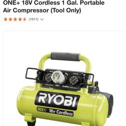  RYOBI ONE+ 18V Cordless 1 Gal. Portable Air Compressor (Tool Only) (