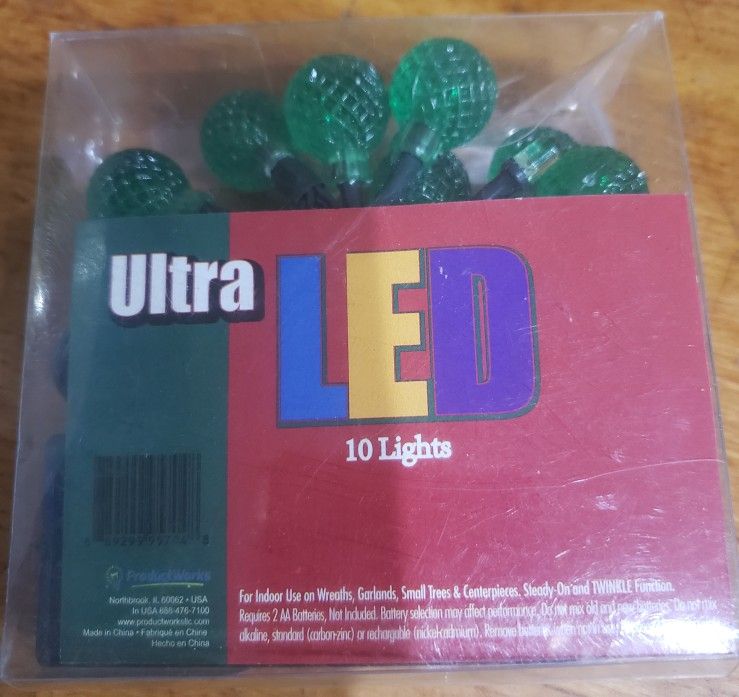 10 Battery Operated Green Rasberry Twinkle Lights, 3.5-Feet