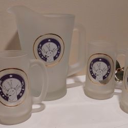 Vintage Frosted Glass Beer Picture And Mug


