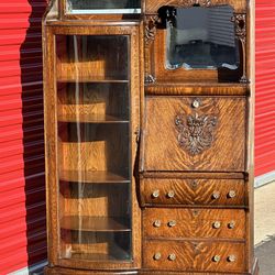 1900 Circa - Antique Side By Side Desk With Bookcase