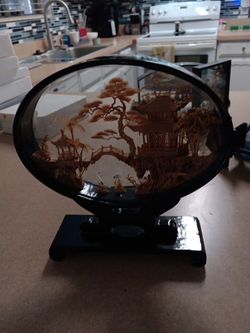 Chinese Cork Diorama Oval Shadow Box