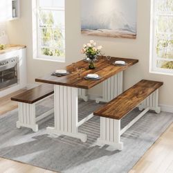 farmhouse-dining-table-set-47-kitchen-table-with-2-benches