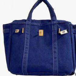 Fun Birkin - Large Chic Handle Bags - Canvas And Gold Hardware 