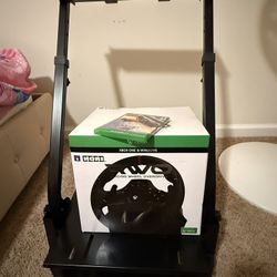 Gaming Wheel Stand With Hori Wheels and XBox One CD