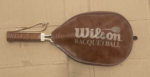 Vintage Wilson Superpower Racquetball Racquet w/Leather Grip & Leather Cover