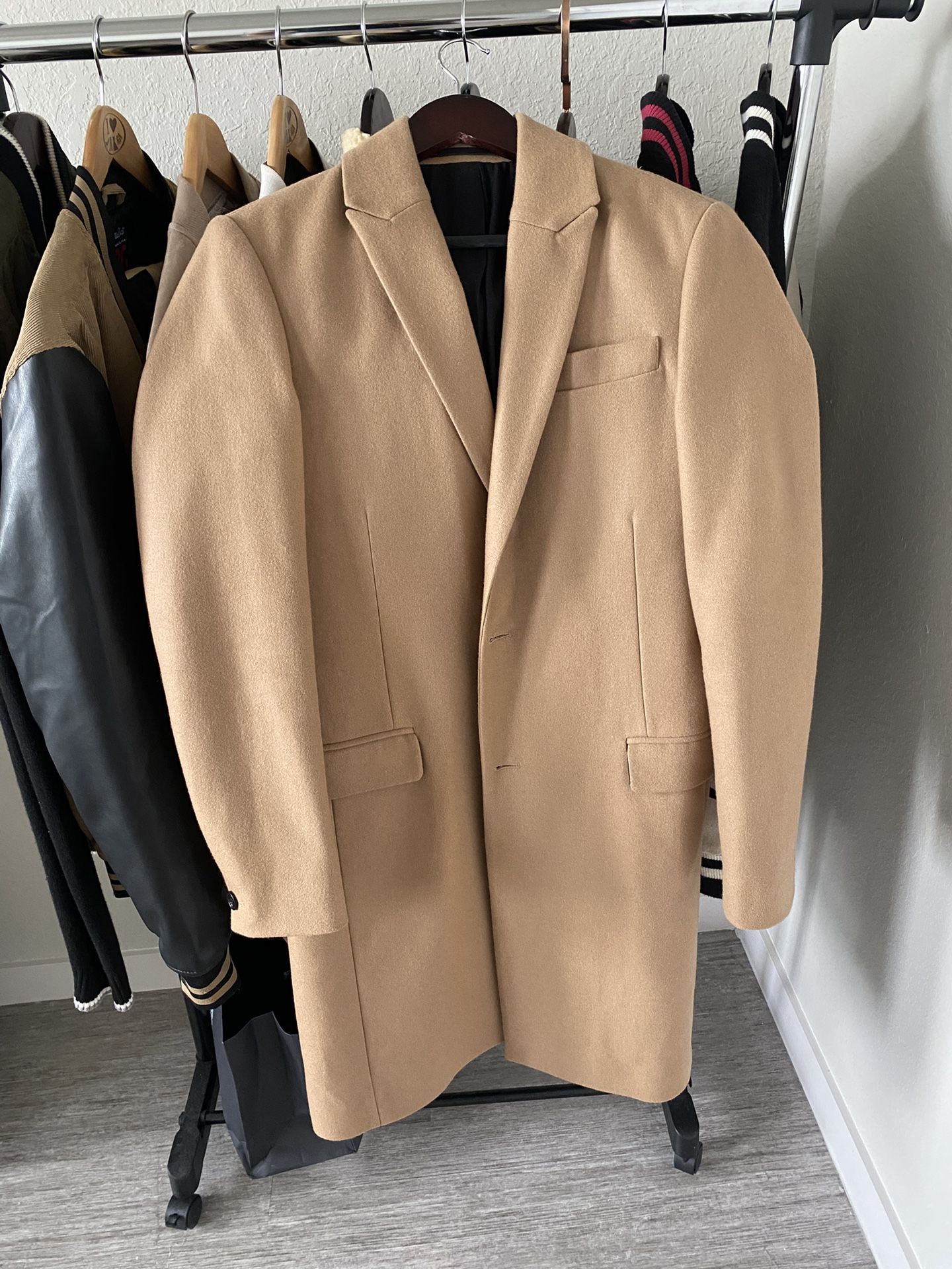 Mens Allsaints Wool Camel Coat Size 38