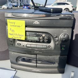 Sanyo 3- disc/dual cassette am/fm stereo